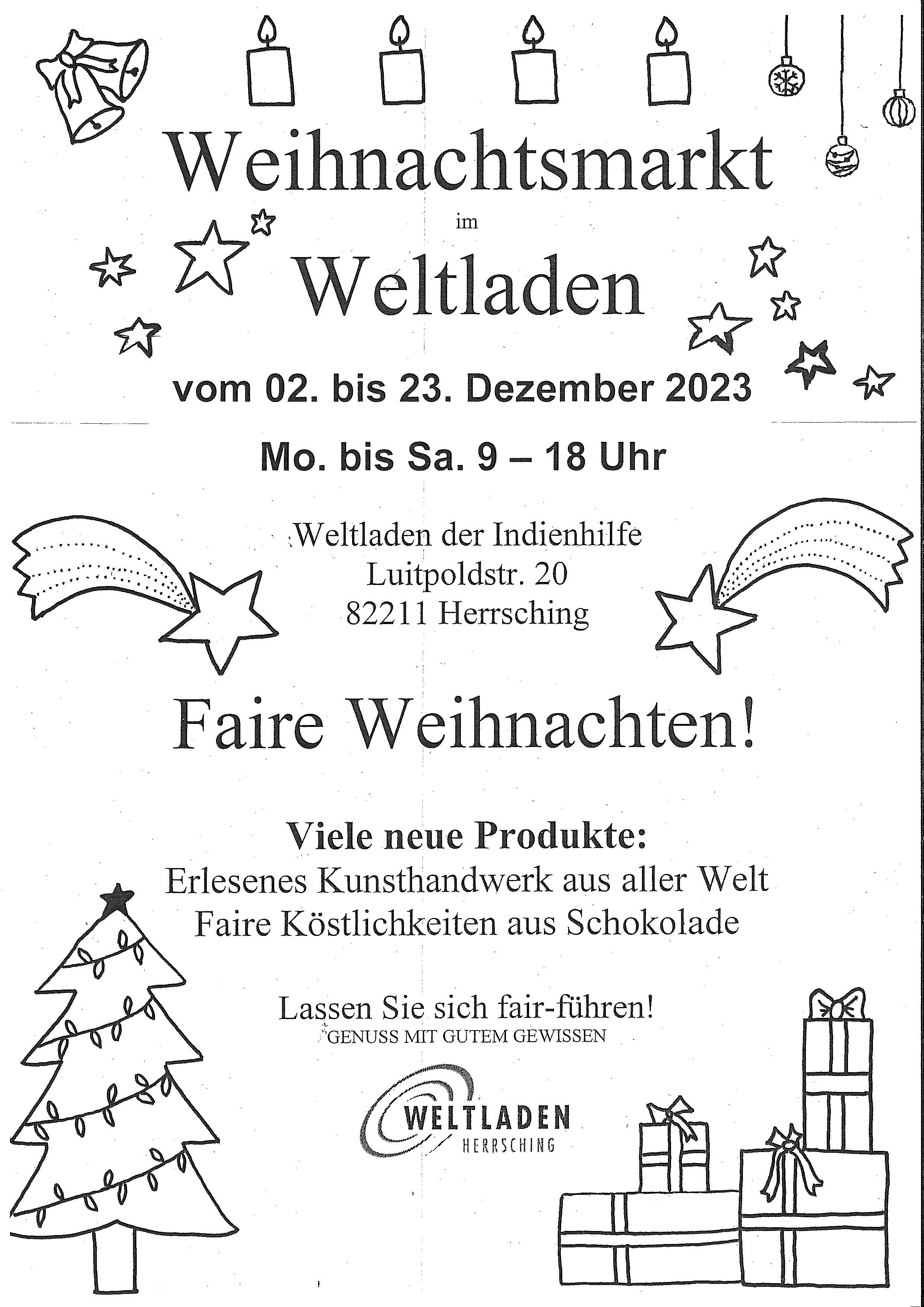 Plakat Weihnachtsmarkt im Weltladen 2023