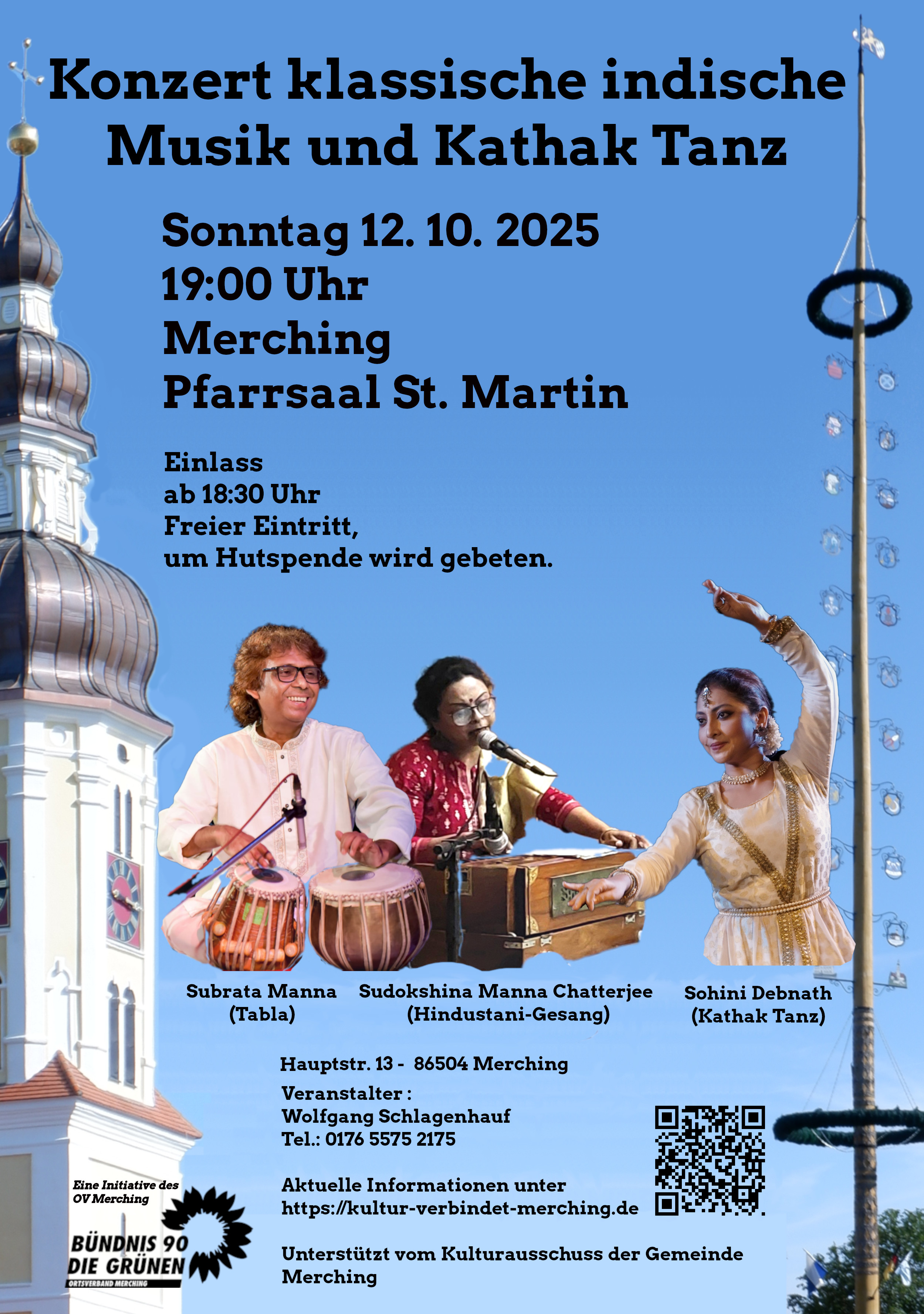 Plakat Konzert indische Musik & Kathak Tanz am 12.10. in Merching